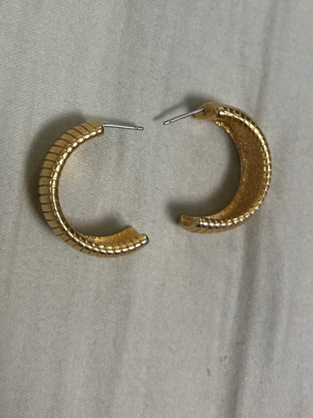 Parklane Gold Ribbed Snake Chain Hoop Earrings - Gold tone- Women Jewelry